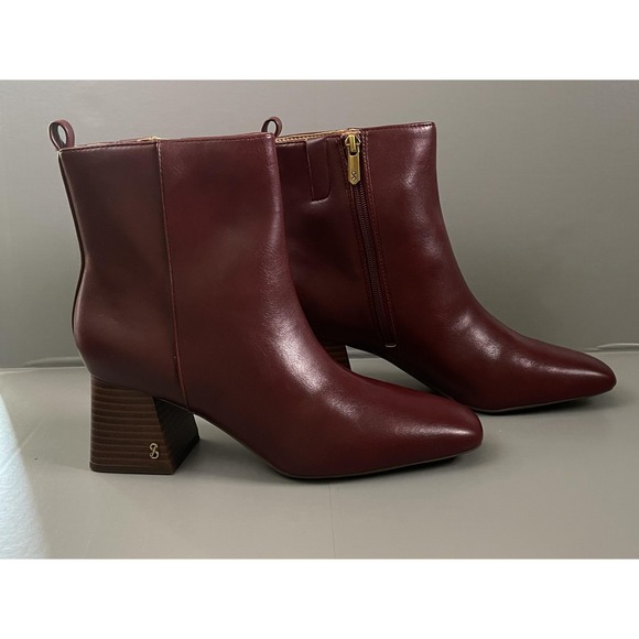 Sam & Libby Shoes - Sam & Libby Boots Womens Size 9.5 Red Yuliana Faux Leather Ankle Block Heel